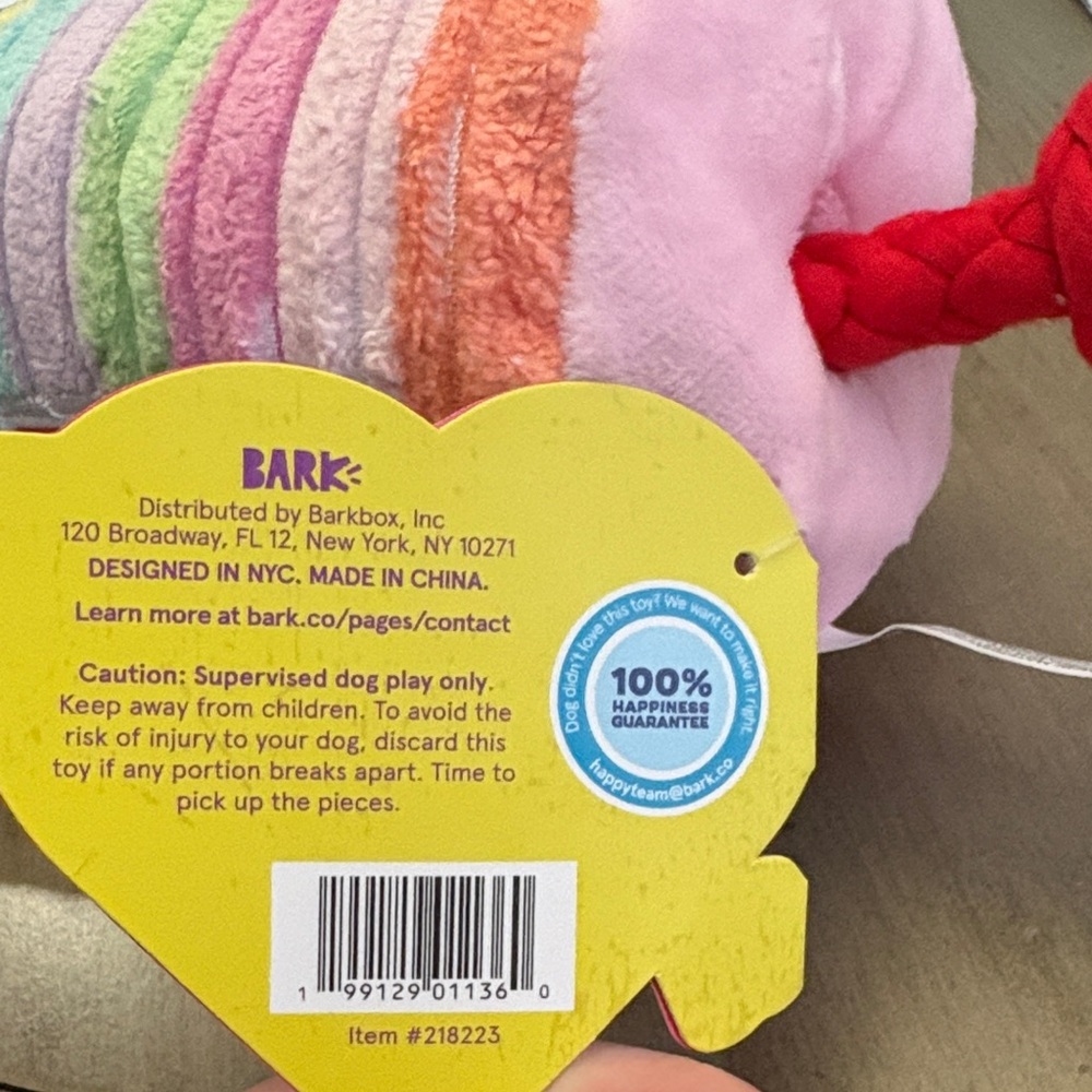 Bark Pastel Striped Squeak Farts Dog Toy - Picture 3 of 9